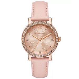 Michael Kors 女士玫瑰金皮质表带石英防水腕表mm日常百搭手表