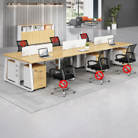 臻远 GWE-05 简约职员桌办公桌屏风工作卡位 对坐六人位含柜