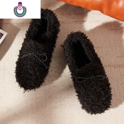 FISHBASKET2020毛毛鞋豆豆鞋冬季外穿白色一脚蹬新款加绒女平底软底棉瓢鞋子休闲鞋