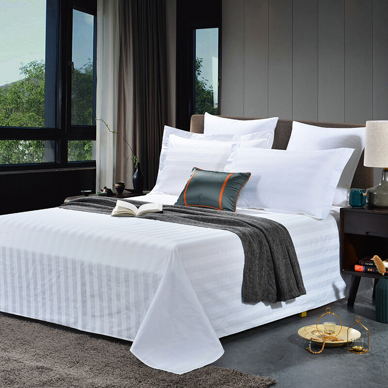 洛菲源 缎条床单 酒店宾馆招待所常用白床单200*280cm条