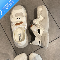 SUNTEK卡卡kaka国潮日系丑萌大头鞋女2023新款夏季透气百搭魔术贴小白鞋