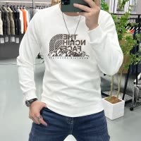 字母印花时尚修身长袖体恤打底衫烫钻圆领卫衣男士秋冬新款上衣潮