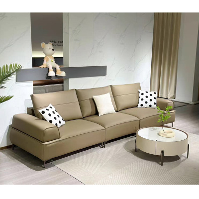 科朔真皮沙发现代简约直排沙发工厂展厅实拍轻奢风网红小户型沙发Y9919