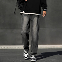 复古烟灰色牛仔裤男美式高街新款春季潮牌宽松直筒休闲长裤子