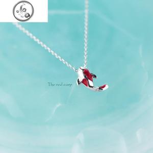 红色锦鲤项链女纯银choker吊坠小众潮网红时尚韩国简约气质锁骨链 JiMi 银色