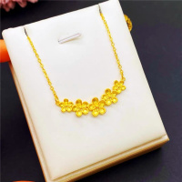 新款仿越南沙金桃花项链女繁花似锦金色锁骨链铜镀金饰品久不掉色送女朋友老婆情人节七夕生日礼物