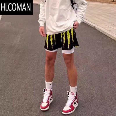 HLCOMAN美式潮牌抓痕爪印篮球短裤男夏季透气速干三分运动健身宽松球裤子