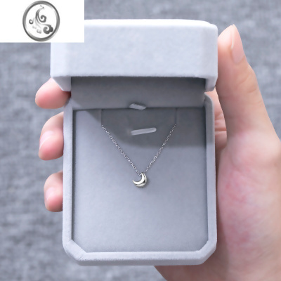 JiMi通体S925银月亮项链女轻奢小众设计锁骨链女2023年新款颈链高级感
