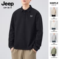 吉普polo衫男士春季新款上衣男生长袖卫衣男宽松翻领t恤衣服男装