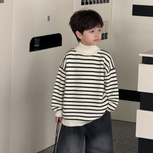 童酷儿童冬款湖州织里童装一体绒打底针织衫高领加厚男童毛衣