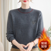 中领妈妈装加绒保暖打底衫时尚中老年女冬季针织衫毛线衫50岁衣服
