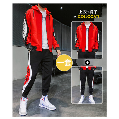 HongZun秋冬装2020年新款男士套装搭配帅气加绒加厚胖子大码运动高中学生其他套装