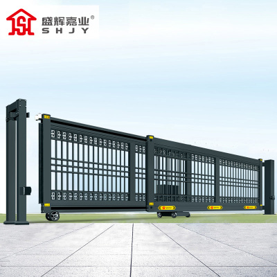 盛辉嘉业 悬浮门电动伸缩门铝合金封板无轨直线平移大门定制