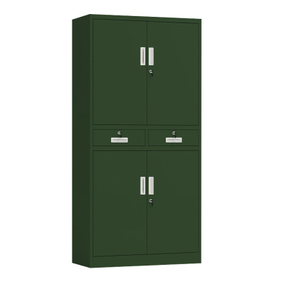湘渭绿色铁皮文件柜办公室档案柜资料柜财务凭证柜钢制办公柜加厚二斗铁