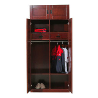 锦北 内务柜更衣柜储物柜带抽屉挂衣柜木制物品收纳柜 木制柜B款