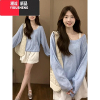 YIBUSHENG韩系松弛感镂空长袖t恤女季宽松慵懒风高级感外搭防晒罩衫上衣