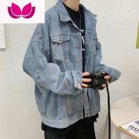 七斓潮牌牛仔夹克男港风宽松百搭工装外套潮流复古学生上衣褂子