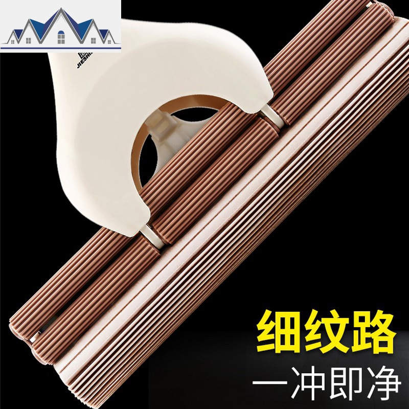 海绵拖把头家用滚轮式免手洗挤水胶棉托把大号拖布吸水墩布 三维工匠