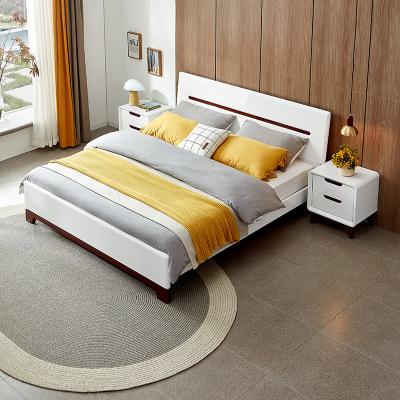 全友家居 床 卧室成套家具 北欧风格双人床 人造板板式床 白色床