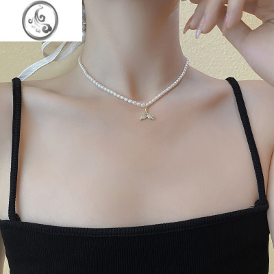 JiMi鱼尾珍珠项链2023年新款女气质百搭颈链ins潮锁骨链小众设计配饰