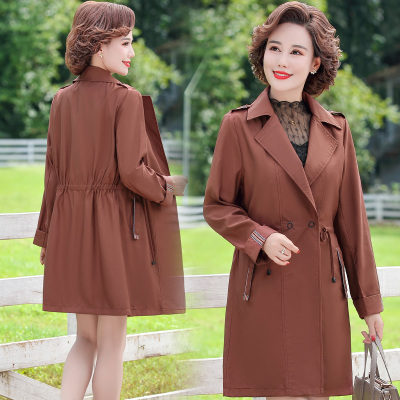 广赫中年妈妈春装风衣女中长款2020新款大码宽松中老年春秋洋气薄外套风衣