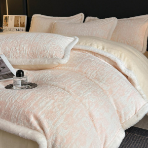 秋冬兔毛绒床上四件套牛奶珊瑚绒加绒被套床单轻奢感主卧床品