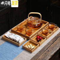 三维工匠日式水果茶壶套装透明玻璃花茶杯耐热蜡烛加热保温下午茶茶具家用 提梁壶+4个小把杯+托盘D款