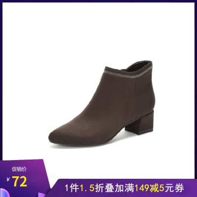 2018秋冬韩版马丁靴新款中跟短靴女靴子粗跟短筒冬靴女1017605130