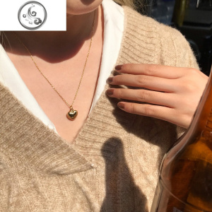 馨帮帮 2019韩系气质网红冷淡风爱心小圆点金色银饰锁骨链项链女 JiMi 银色