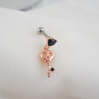 韩国个性骷髅钥匙坠耳骨钉钛钢粗杆螺丝拧堵送女朋友老婆情人节七夕生日礼物