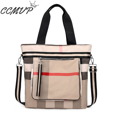 CCMVP品牌自营质量保证-CCMVP新款牛津包布包格纹单肩斜挎包简约帆布包格子包大容量时尚包