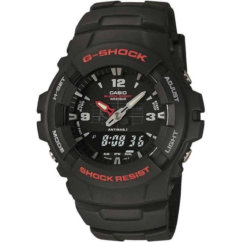 CASIO 男士黑色防震防水多功能石英表 经典户外运动手表 多功能腕表