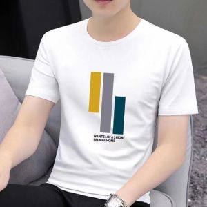 长绒棉男士短袖T恤男女2024款棉纯色圆领白色打底衫外T