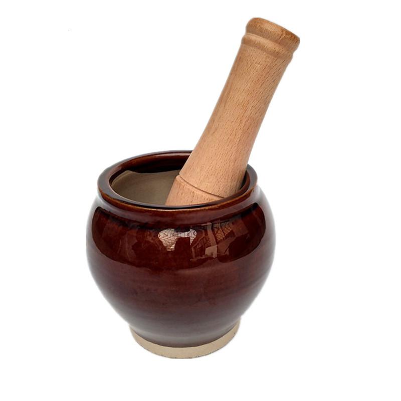 老式捣蒜器蒜臼子厨房砸蒜器家用捣蒜锤压蒜器陶瓷捣蒜缸蒜臼 敬平 酒