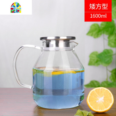 家用冷水壶玻璃泡茶壶耐热高温凉白开水杯扎壶果汁大容量水瓶套装 FENGHOU 圆肚2600ML凉水壶