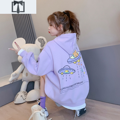 SUNTEK宽松韩版女小个子秋冬卫衣2020年新款加绒加厚设计感小众炸街外套卫衣