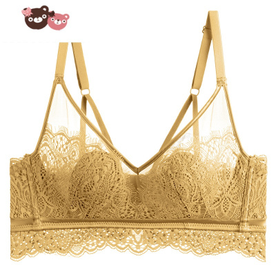 绿彩虹光大码内衣女无钢圈胖mm缩胸蕾丝超薄款大胸显小文胸罩套装文胸套装