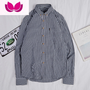 七斓日系格子衬衣修身潮流长袖衬衫男春季上衣港风休闲宽松韩版2020复