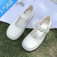 SUNTEK护士鞋女白色圆头珍珠工作小白鞋牛筋软底舒适透气不累脚平底单鞋