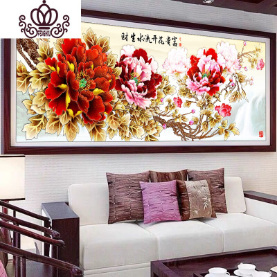 封后十字绣2020新款线绣客厅花开富贵十字绣牡丹花自己绣手工大格230*85丝线精准印花