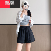 YIBUSHENG白色冰丝山本短裤女季薄款2024新款休闲中裤外穿大码运动五分裤