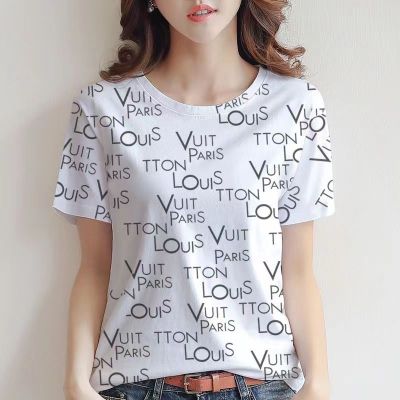 字母印花短袖圆领T恤女夏季新款洋气简约宽松休闲上衣体恤潮