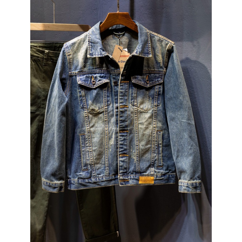 新塘牛仔外套男士春秋新款柔软舒适时尚夹克复古宽松显瘦百搭上衣