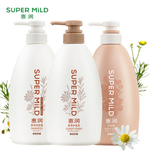 惠润SUPER MiLD 鲜花芳香洗护沐浴1.79L套装 洗发水600ml+护发素600ml+果味沐浴露590ml