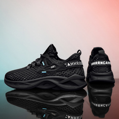 四季可穿舒适男款透气休闲百搭系带时尚潮流运动风厚底纯色男鞋