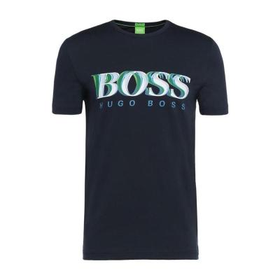 Hugo boss 2024夏季简约舒适休闲直下摆圆领短袖棉质logo印花男士T恤上衣