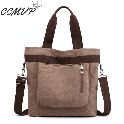 CCMVP品牌自营质量保证-CCMVP休闲帆布包韩版时尚斜挎包女新款简约托特包学生百搭大容量购物袋