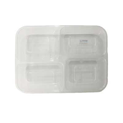 奥德鑫一次性PP餐盒 方形透明均分四格餐盒 850ml*150个 箱