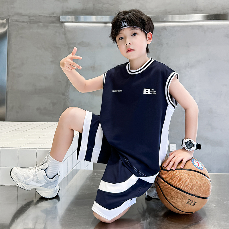 男童夏装套装2025新款儿童夏款球衣男孩背心夏季薄款篮球服潮