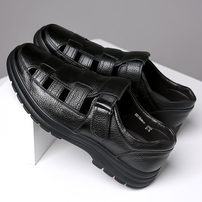 男士凉鞋真皮2026夏季新款透气镂空洞洞鞋中老年爸爸包头休闲皮鞋
